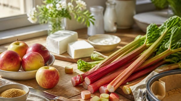 Fruchtig & cremig: Unser Rezept für saftigen Rhabarber-Apfel-Käsekuchen