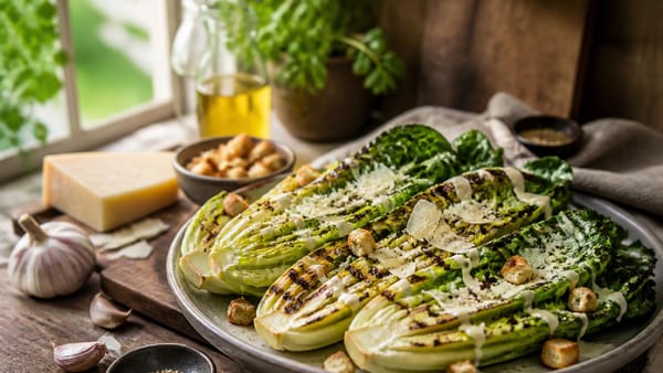 Low-Carb-Genuss vom Grill: Herzhafter Caesars-Salat mit gegrillten Salatherzen