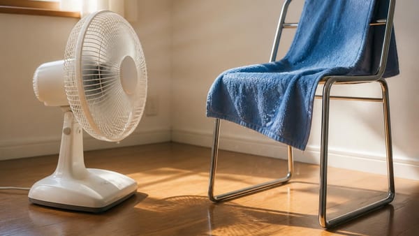 Ventilator mit nassem Handtuch - so klappt das Kühlen im Sommer
